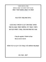 Giáo dục pháp luật cho học sinh trung học phổ thông từ thực tiễn huyện phúc thọ, thành phố hà nội (tt) 
