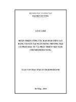 Hoàn thiện công tác bảo đảm tiền vay bằng tài sản tại Ngân hàng thương mại cổ phần đầu tư và phát triển Việt Nam Chi nhánh Đà Nẵng