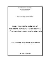 Hoàn thiện kiểm soát nội bộ chu trình bán hàng và thu tiền tại Công ty cổ Than Điện Nông Sơn