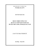 Hoàn thiện công tác quản lý chi ngân sách tại huyện Phú Ninh, tỉnh Quảng Nam.