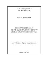 Tăng cường kiểm soát chi phí xây lắp tại công ty cổ phần xây dựng điện Việt Nam