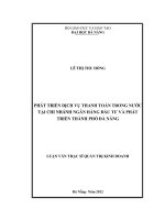 Phát triển dịch vụ thanh toán trong nước tại chi nhánh ngân hàng đầu tư và phát triển Thành phố Đà Nẵng.