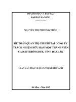 Kế toán quản trị chi phí tại công ty TNHH MTV cao su Krôngbuk, Tỉnh Đăklăk