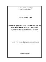 Hoàn thiện công tác kiểm soát nội bộ chu trình bán hàng và thu tiền tại công ty TNHH người sành ăn