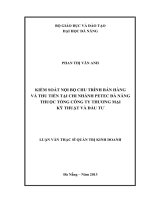 Kiểm soát nội bộ chu trình bán hàng và thu tiền tại chi nhánh Petec Đà Nẵng thuộc tổng công ty thương mại kỹ thuật và đầu tư.