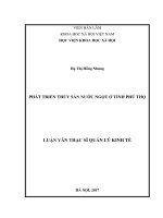 Phát triển thủy sản nước ngọt ở tỉnh Phú Thọ (Luận văn thạc sĩ)