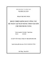Hoàn thiện kiểm soát công tác kế toán tại ngân hàng TMCP Sài Gòn, chi nhánh Đà Nẵng.