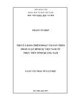 Tội lừa đảo chiếm đoạt tài sản theo pháp luật hình sự Việt Nam từ thực tiễn tỉnh Quảng nam (LV thạc sĩ)