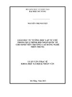 Giáo dục tư tưởng của độc lập tự chủ trong quá trình hội nhập quốc tế cho sinh viên trường cao đẳng nghề miền trung