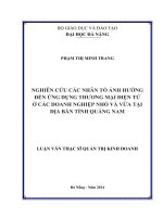 Nghiên cứu ảnh hưởng của các nhân tố đến ứng dụng thương mại điện tử ở các doanh nghiệp nhỏ và vừa tại địa bàn Tỉnh Quảng Nam