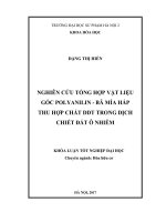 Nghiên cứu tổng hợp vật liệu gốc PANi bã mía hấp thu hợp chất DDT trong dịch chiết đất ô nhiễm (2017)