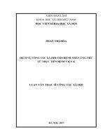 Dịch vụ công tác xã hội cho bệnh nhân ung thư từ thực tiễn Bệnh viện K (Luận văn thạc sĩ)
