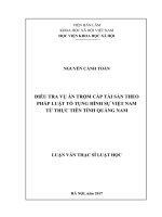 Điều tra vụ án trộm cắp tài sản theo pháp luật Tố tụng hình sự Việt Nam từ thực tiễn tỉnh Quảng Nam (LV thạc sĩ)