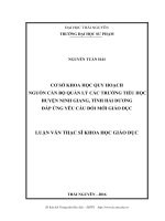 Cơ sở khoa học quy hoạch nguồn cán bộ quản lý các trường tiểu học huyện ninh giang, tỉnh hải dương đáp ứng yêu cầu đổi mới giáo dục 