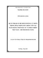 Quản trị quan hệ khách hàng cá nhân trong hoạt động huy động vốn tại ngân hàng TMCP đầu tư và phát triển Việt Nam - CN Đà Nẵng