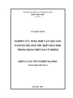 Nghiên cứu tổng hợp vật liệu gốc PANi  bã mía hấp thu hợp chất DDD trong dung dịch chất ô nhiễm (2017) 