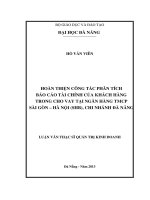 Hoàn thiện công tác phân tích báo cáo tài chính của khách hàng trong cho vay tại ngân hàng TMCP Sài Gòn - Hà Nội(SHB), CN Đà Nẵng.