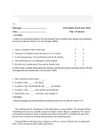 kiểm tra TA 45p lớp 7 UNIT 3,4