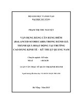Vận dụng bảng cân bằng điểm (Balanced scorecard) trong đánh giá thành quả hoạt động tại trường Cao đẳng kinh tế- Kỹ thuật Quảng Nam .