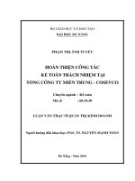 Hoàn thiện công tác kế toán trách nhiệm tại tổng công ty miền Trung - Cosevco.