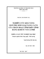 Nghiên cứu khả năng hấp phụ kim loại nặng Cr(VI) của than hoạt tính biến tính bằng KOH từ vỏ cà phê (2017) 