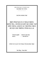 Biện pháp quản lý hoạt động kiểm tra   đánh giá kết quả học tập môn tiếng anh ở các trường trung học cơ sở huyện chư prông tỉnh gia lai (tt) 