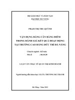 Vận dụng cân bằng điểm trong đánh giá kết quả hoạt động tại Trường Cao đẳng Đức Trí Đà Nẵng