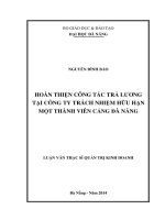 Hoàn thiện công tác trả lương tại công ty TNHH MTV cảng Đà Nẵng