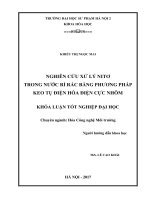 Nghiên cứu xử lý nitơ trong nước rỉ rác bằng phương pháp keo tụ điện hóa điện cực nhôm (2017) 