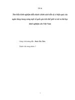 Tìm hiều kinh nghiệm điều hành chính sách tiền tệ có hiệu quả của ngân hàng trung ương một số quốc gia trên thế giới và rút ra bài học kinh nghiệm cho việt nam 