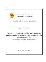 Pháp luật về kiểm soát hành vi thỏa thuận hạn chế cạnh tranh một số nước trên thế giới và kinh nghiệm cho việt nam