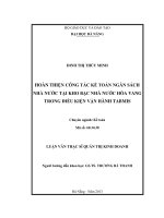 Hoàn thiện công tác kế toán ngân sách nhà nước tại kho bạc nhà nước Hoà Vang trong điều kiện vận hành Tabmis.