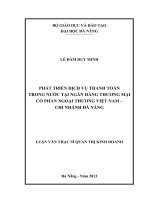 Phát triển dịch vụ thanh toán trong nước tại ngân hàng TMCP ngoại thương Việt Nam - CN Đà Nẵng.