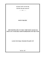 Môi trường đầu tư trực tiếp nước ngoài tại Thái Lan và bài học kinh nghiệm đối với Việt Nam