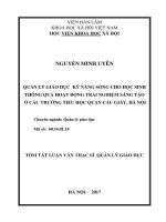 Quản lý hoạt động giáo dục kĩ năng sống cho học sinh thông qua hoạt động trải nghiệm sáng tạo ở các trường tiểu học quận cầu giấy, hà nội 9tt)