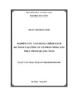 Nghiên cứu vận dụng chính sách kế toán tại công ty cổ phần nông sản thực phẩm Quảng Ngãi