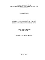 Quản lý và phát huy giá trị tài liệu phông lưu trữ chủ tịch hồ chí minh 