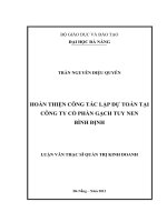 Hoàn thiện công tác lập dự toán tại công ty cổ phần gạch tuy nen bình định