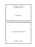 Hoàn thiện công tác quản lý nhà nước về giao thông đường bộ tỉnh Bình Định