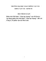 Phân tích mô hình “ năm lực lượng” của m porter  áp dụng phân tích mô hình “ năm lực lượng”  đối với công ty cổ phần vận tải mai linh