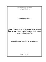 Quản lý vốn đầu tư Nhà nước vào khu vực nông thôn tại tỉnh Savannakhet nước CHDCND Lào