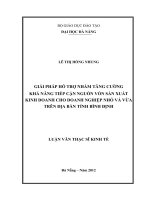 GIẢI PHÁP HỖ TRỢ NHẰM TĂNG CƯỜNG KHẢ NĂNG TIẾP CẬN NGUỒN VỐN SẢN XUẤT KINH DOANH CHO DOANH NGHIỆP NHỎ VÀ VỪA TRÊN ĐỊA BÀN TỈNH BÌNH ĐỊNH
