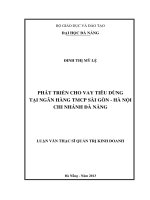 Phát triển cho vay tiêu dùng tại Ngân hàng TMCP Sài Gòn - Hà Nội, Chi nhánh Đà Nẵng.