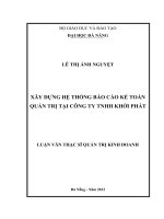 Xây dựng hệ thống báo cáo kế toán quản trị tại công ty TNHH Khởi Phát.