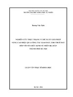 Nghiên cứu thực trạng và đề xuất giải pháp nâng cao hiệu quả công tác giao đất, cho thuê đất đối với tổ chức kinh tế trên địa bàn thành phố hà nội 
