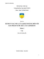 Nghiên cứu hành vi sau mua của khách hàng đối với sản phẩm nước rửa tay lifebuoy 