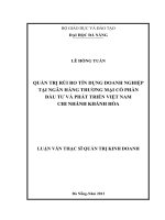 Quản trị rủi ro tín dụng Doanh nghiệp tại Ngân hàng TMCP đầu tư & phát triển Việt Nam - Chi nhánh Khánh Hoà.