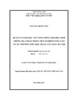 Quản lý hoạt động giáo dục kĩ năng sống cho học sinh thông qua hoạt động trải nghiệm sáng tạo ở các trường tiểu học quận Cầu Giấy, Hà Nội
