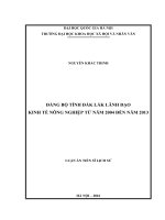 Đảng bộ tỉnh đắk lắk lãnh đạo kinh tế nông nghiệp từ năm 2004 đến năm 2013 