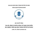 hành vi khách hàng sử dụng sản phẩm bia sabeco trên địa bàn thành phố hồ chí minh 
